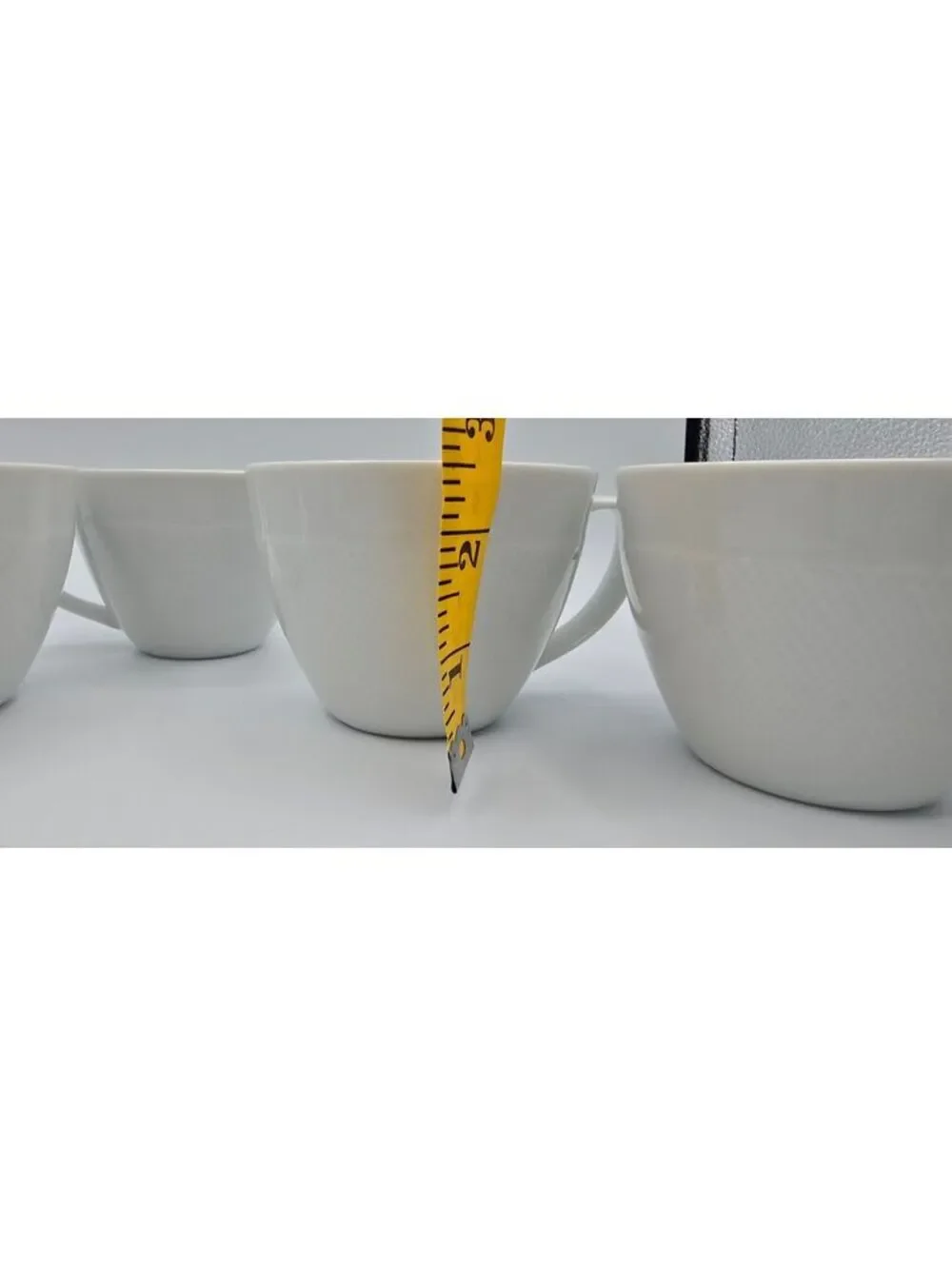 Vintage Pottery Barn Textured White Coffee Tea Cups Set of 7 Made In Japan 2001